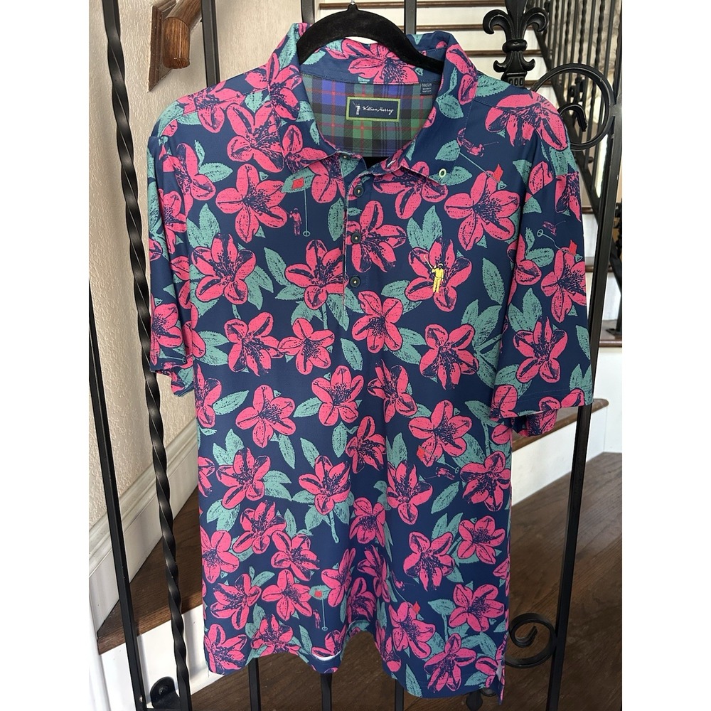 Men's Size Medium William Murray Golf Remastered Polo Shirt Short Sleeves Floral